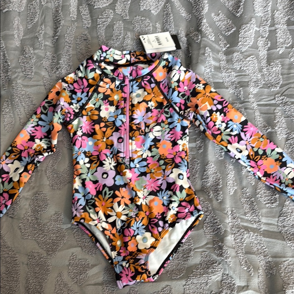 Floral Long Sleeve Kids Swimsuit